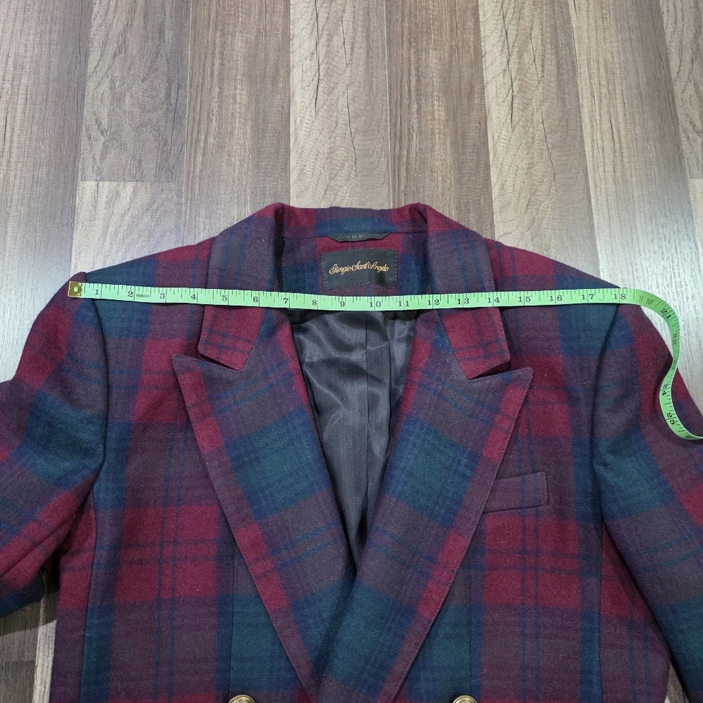 Vintage Giorgio Sant’Angelo Plaid 100% Wool Double Breasted Blazer Old Money. 10 - Picture 9 of 11